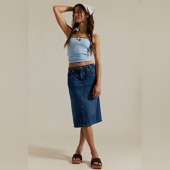 We The Free Stella Denim Column Skirt - Picture 1 of 6